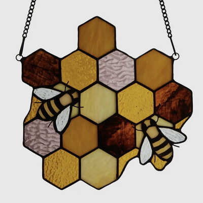 Bee Honeycomb Stained Glass