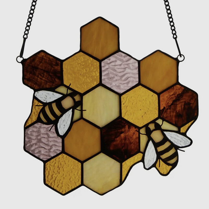 Bee Honeycomb Stained Glass