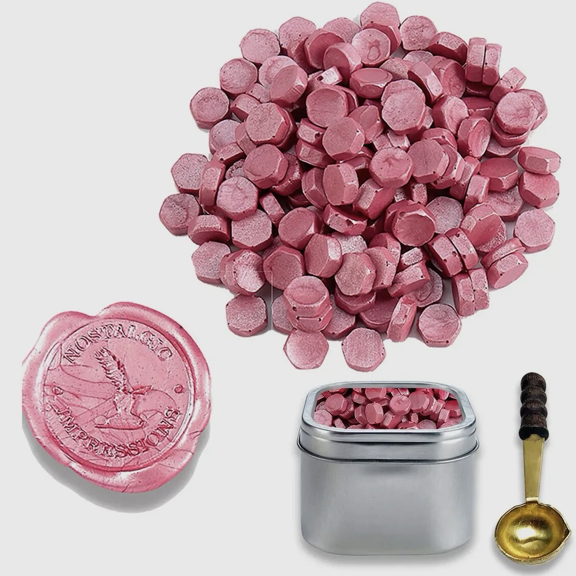 Pink Beaded Premium Sealing Wax Tin With Spoon