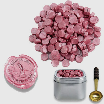 Pink Beaded Premium Sealing Wax Tin With Spoon
