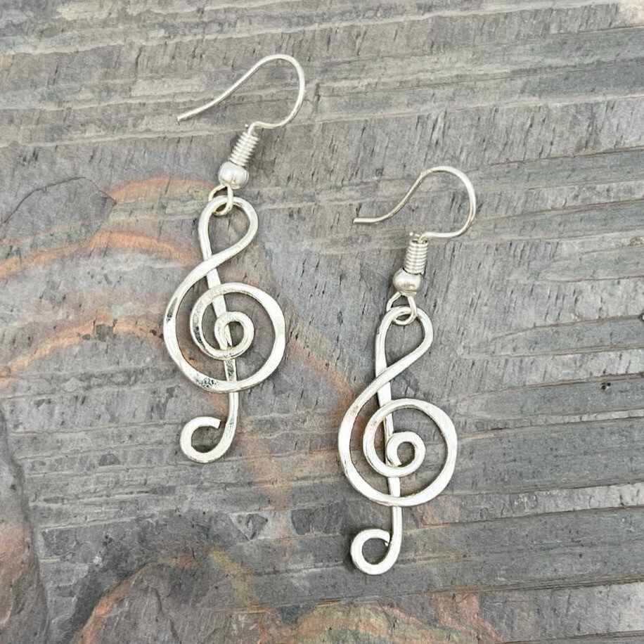 Silver Music Note Earrings