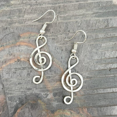 Silver Music Note Earrings