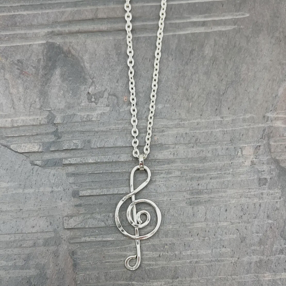 Silver Music Note Necklace