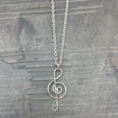 Silver Music Note Necklace