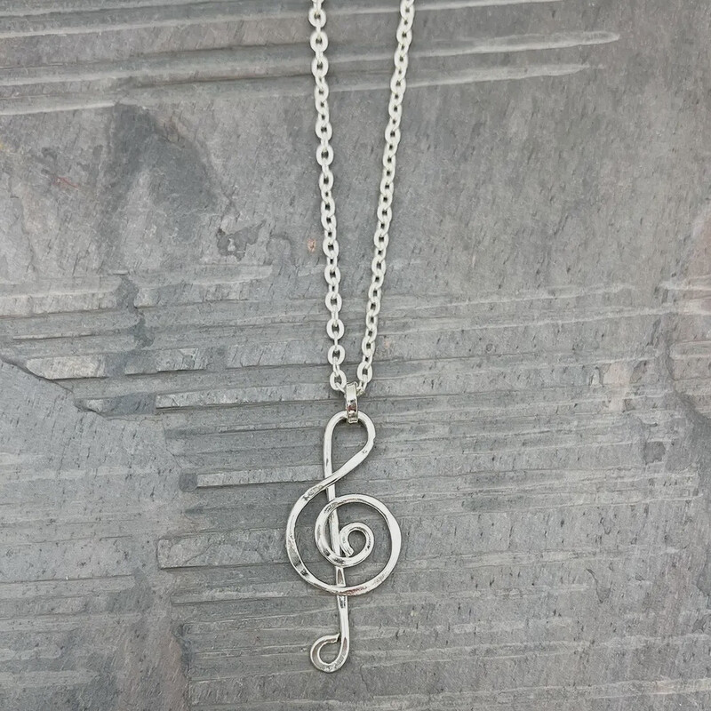 Silver Music Note Necklace