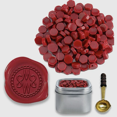 Red Beaded Premium Sealing Wax Tins With Spoon