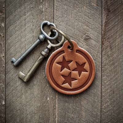 Leather Tri Star Tenn Keychain