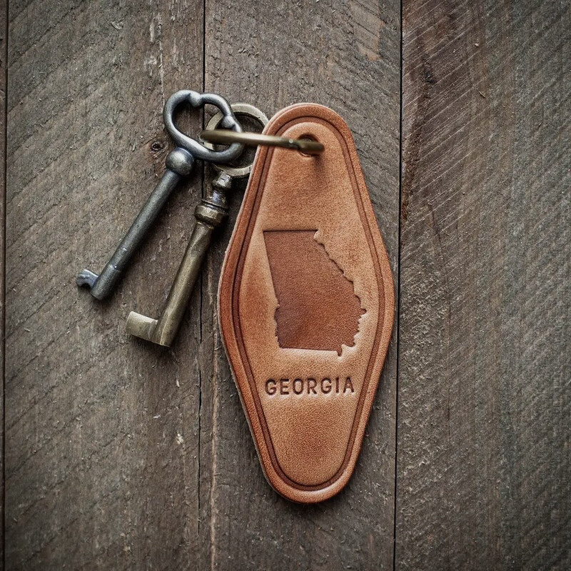 Leather Georgia Keychain