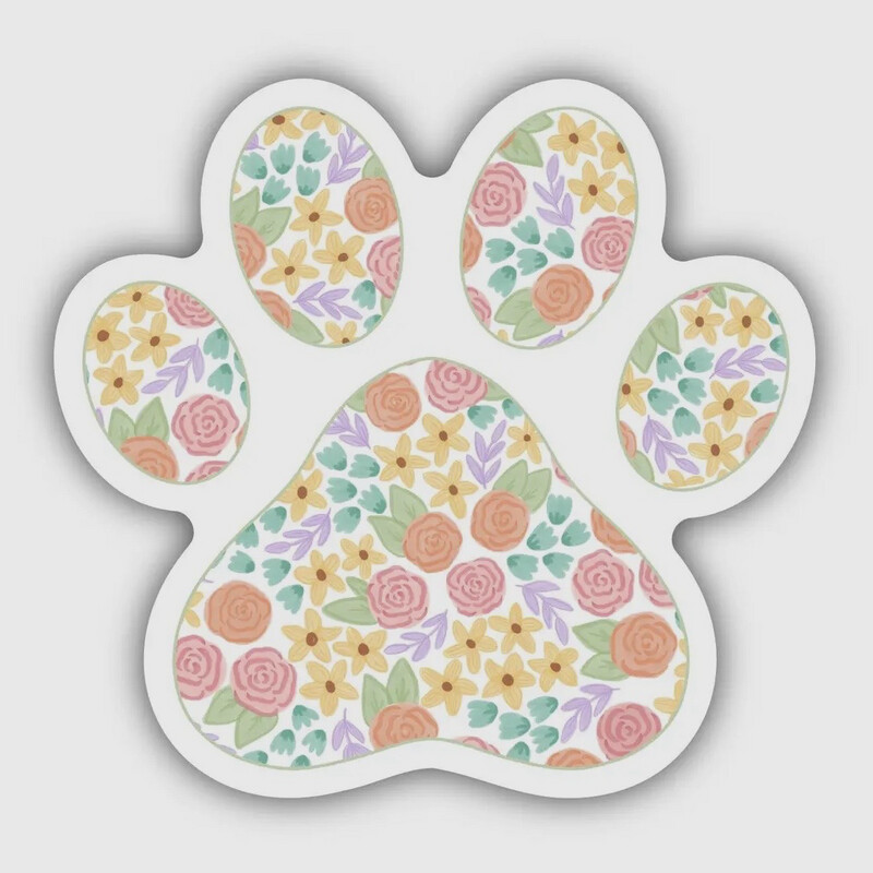 Spring Floral Paw Sticker