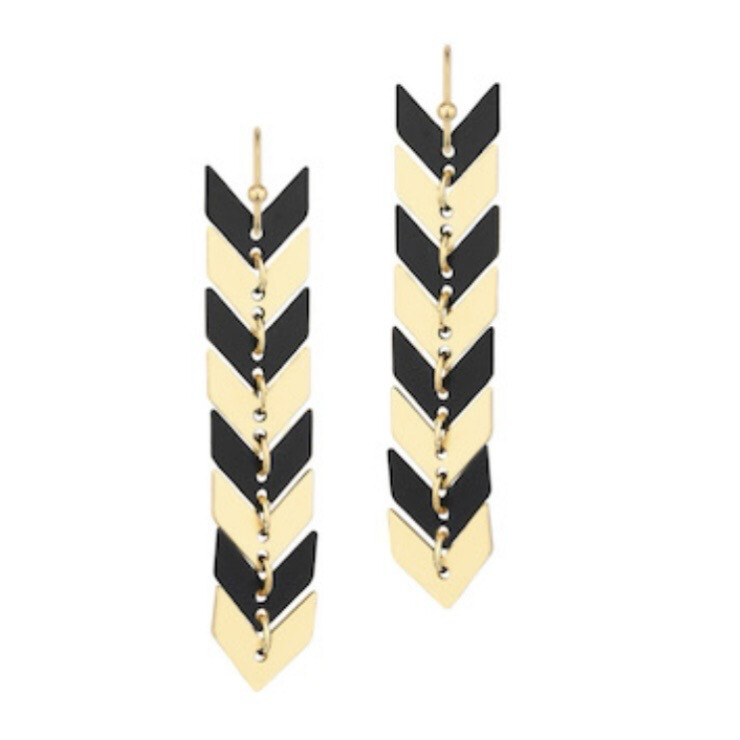 Black And Gold Arrow Earrings