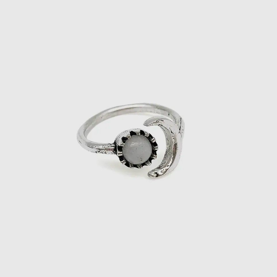 Silver Moonstone Adjustable Ring