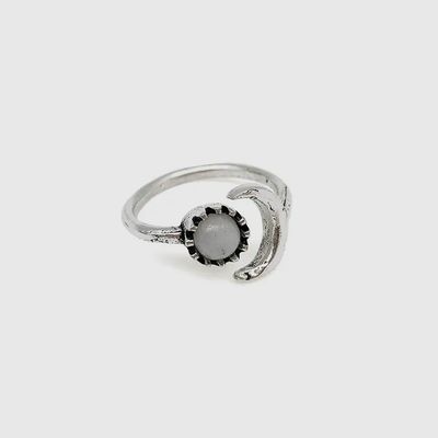 Silver Moonstone Adjustable Ring