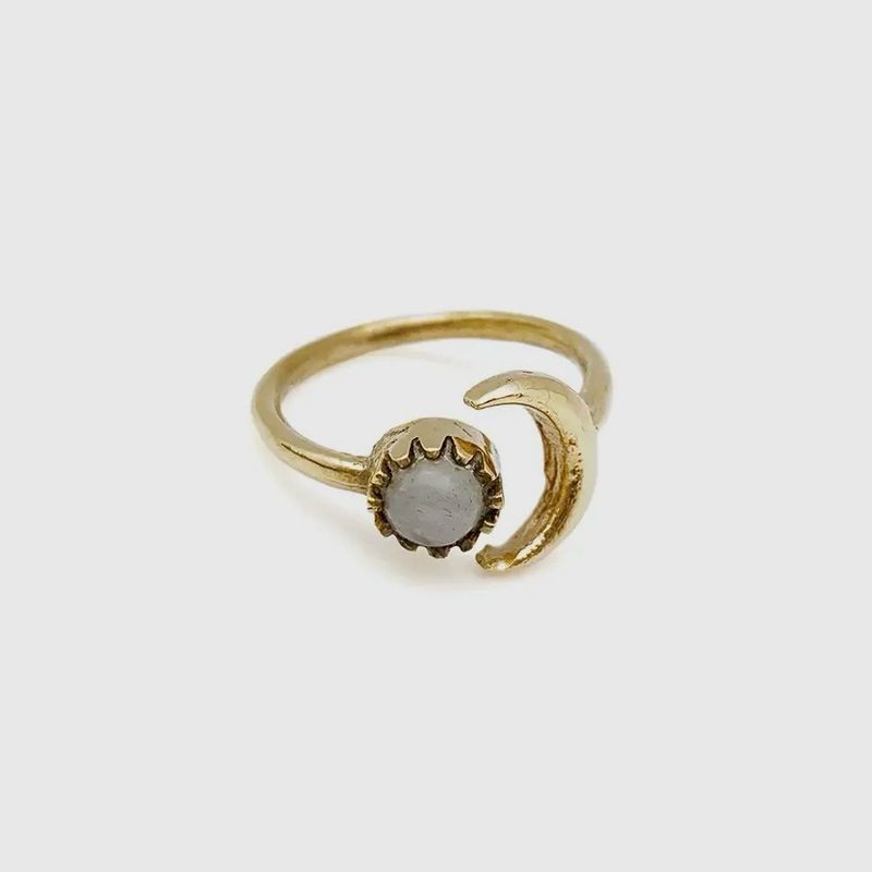 Gold Moonstone Adjustable Ring