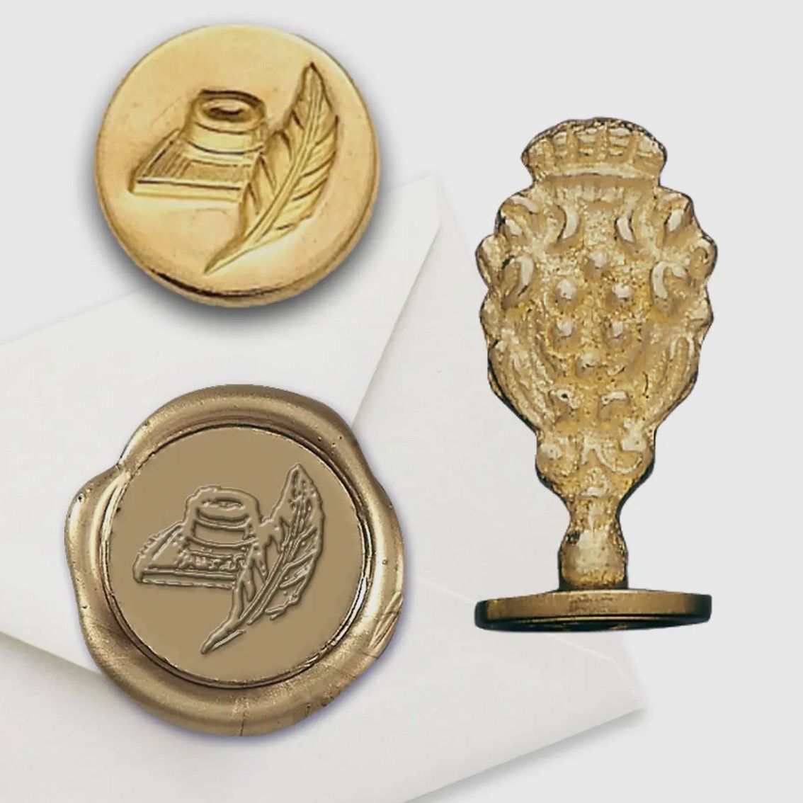 Ink Well And Quill Wax Seal Stamp