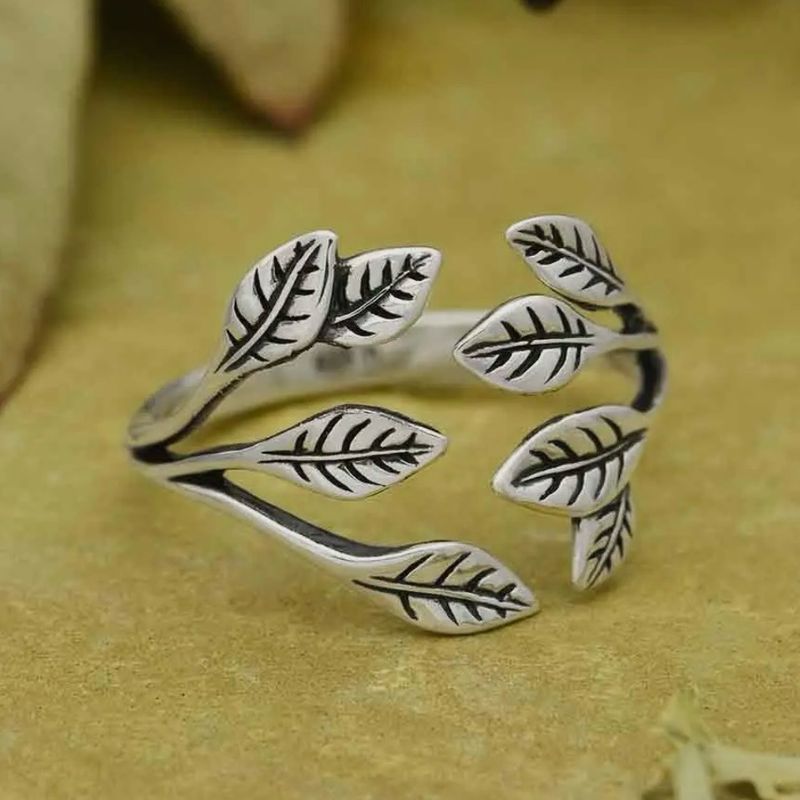 Sterling Silver Multi Leaf Ring, Adjustable