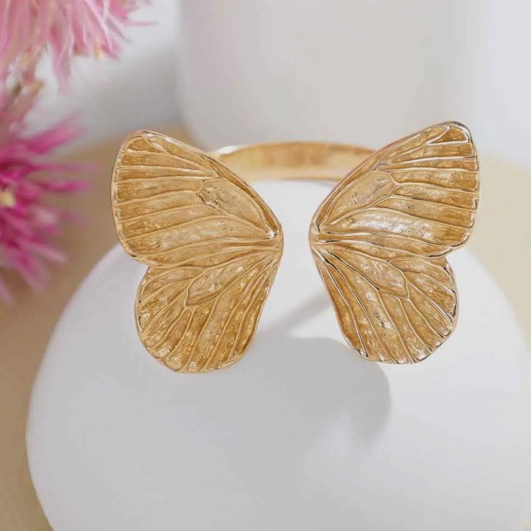 Brass Adjustable Butterfly Ring