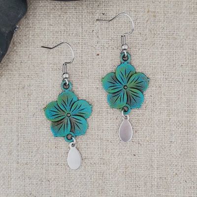 Patina Brass Floral Earrings
