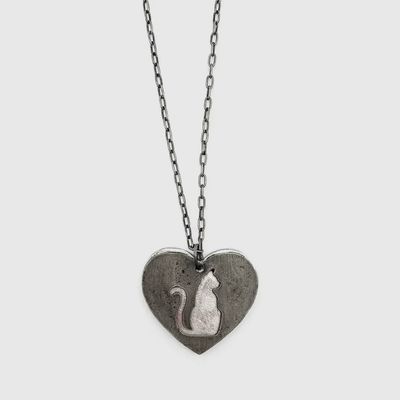 Cat Heart Mixed Metal Necklace