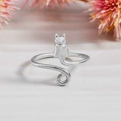 Sterling Silver Adjustable Cat Ring