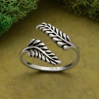 Sterling Silver Fern Adjustable Ring