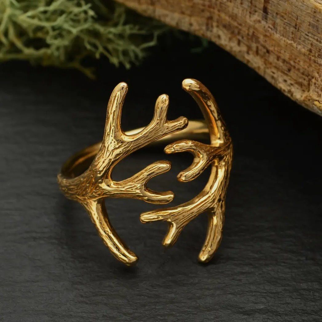 Antler Brass Adjustable Ring