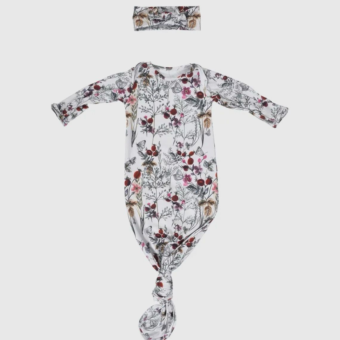 Red Floral Knotted Gown
