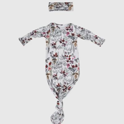 Red Floral Knotted Gown