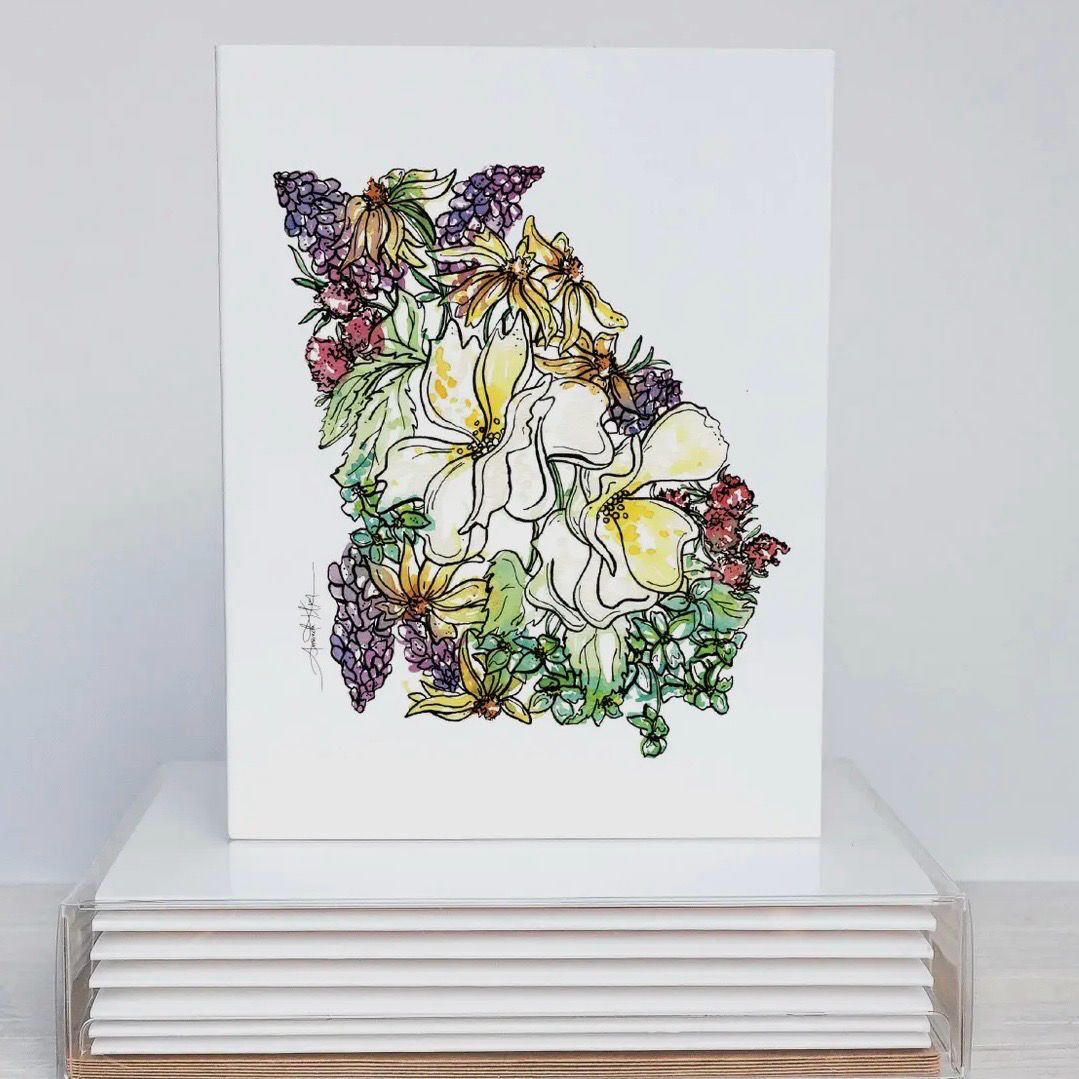 Pack Of 8 Georgia Notecards, Amanda Klein