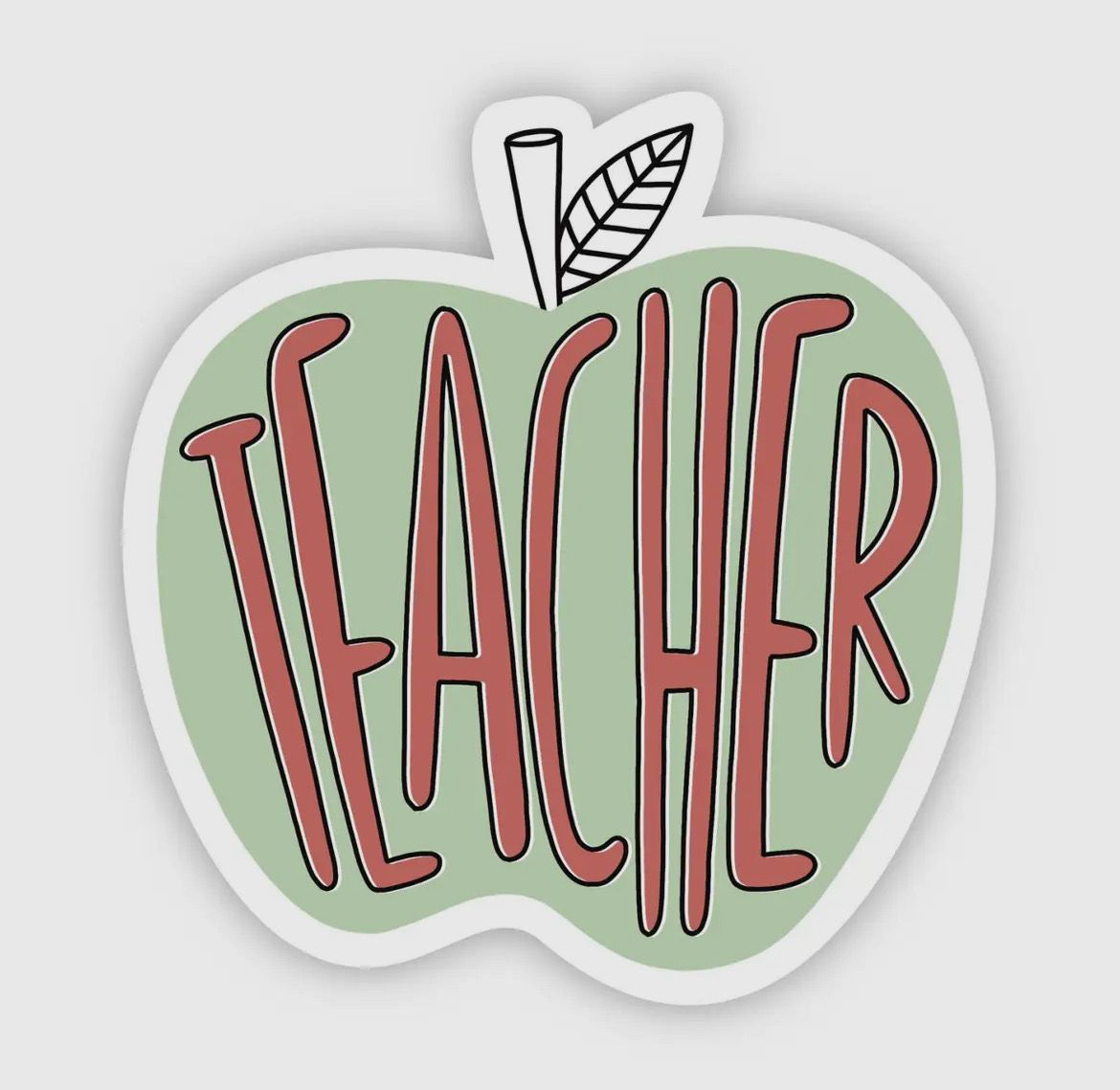 Green Apple Teacher Sticker