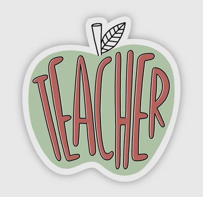 Green Apple Teacher Sticker