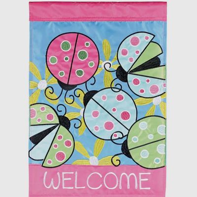 Pastel Lady Bug Garden Flag