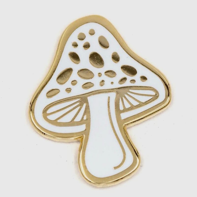 White Mushroom Enamel Pin