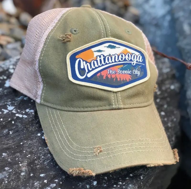 Chattanooga Snapback Distressed Mesh Trucker-Navy