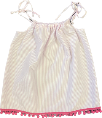 Seersucker Dress-Pink