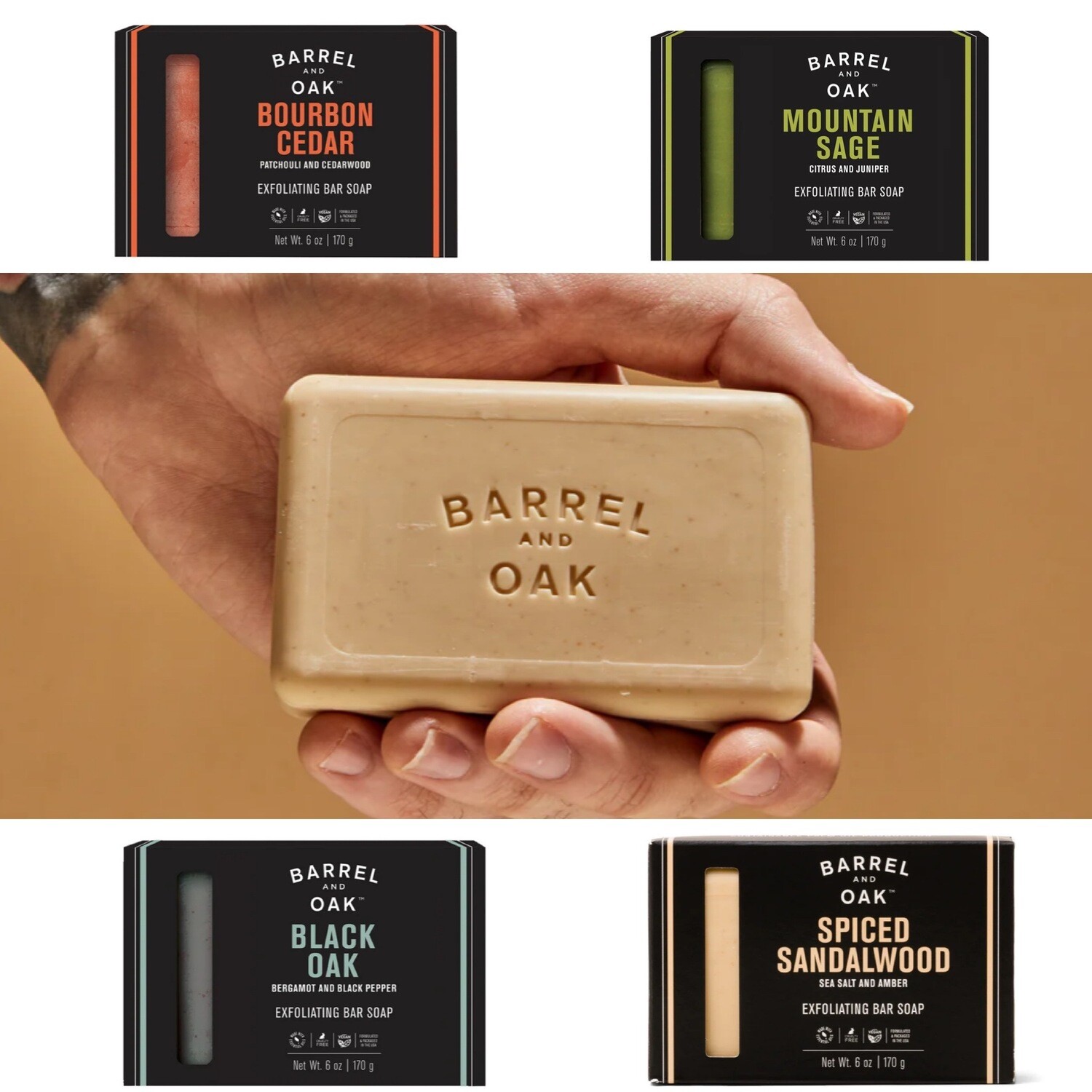 Barrel &amp; Oak Men's Exfoliating Bar Soap