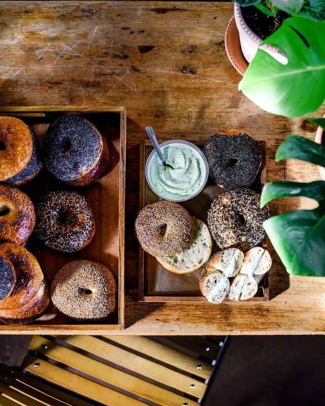 SHIPPED - BAGELS AND SCHMEARS One Dozen (12) Bagels, any variety + 2 schmears, any variety