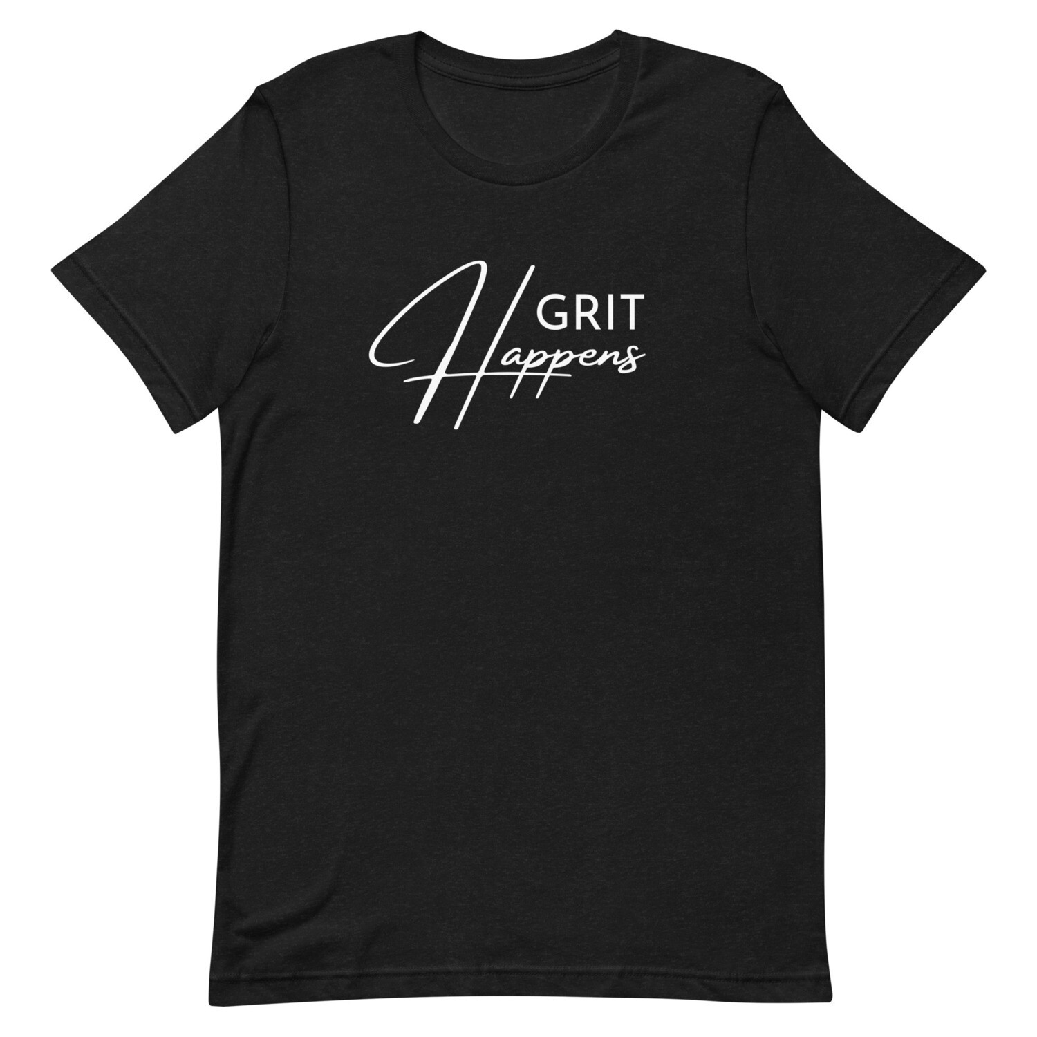 GRIT Happens Unisex Short Sleeve T-shirt, Color: Black Heather, Size: XS