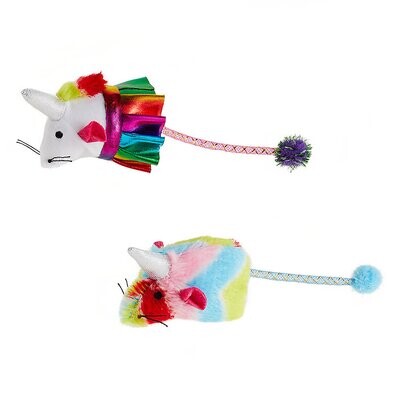 Rainbow Mice Cat Toys - 2 Pack, Catnip