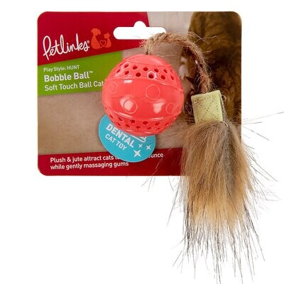 Soft Touch Dental Ball Cat Toy with Faux Fur Tail