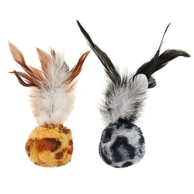 Safari Feather Ball Cat Toys - 2 Pack