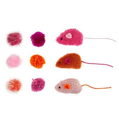 Mice & Balls Cat Toys - 9 Pack (COLOR VARIES)