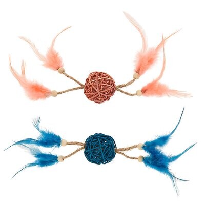 Wicker Balls & Feathers Cat Toys - 2 Pack