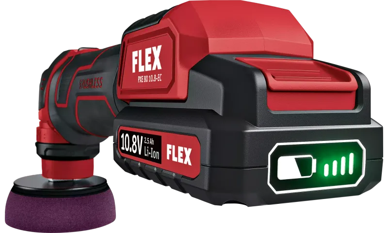 FLEX PXE 80 10.8 - EC/2.5 P-Set - Cordless Rotary + Random Orbit Polisher Kit - 10.8 V