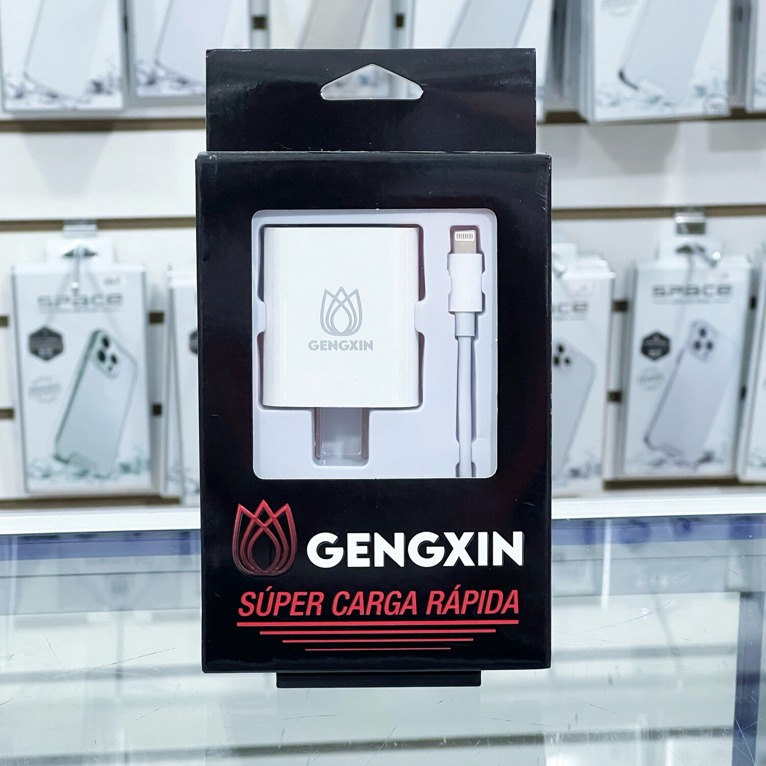 Cargador Súper Carga Rápida marca Gengxin de (25W) con cable Lightning (iPhone)