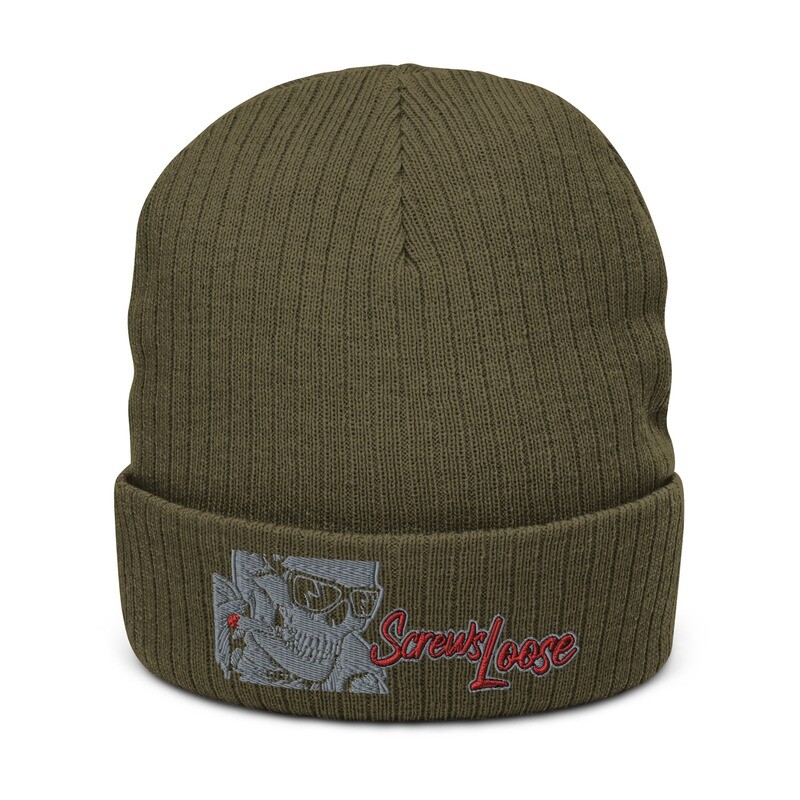 Smokin&#39; Skully Ribbed Knit Beanie