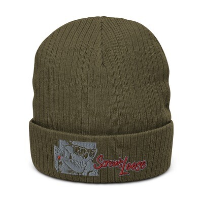 Smokin&#39; Skully Ribbed Knit Beanie