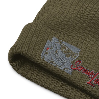 Smokin' Skully Ribbed Knit Beanie