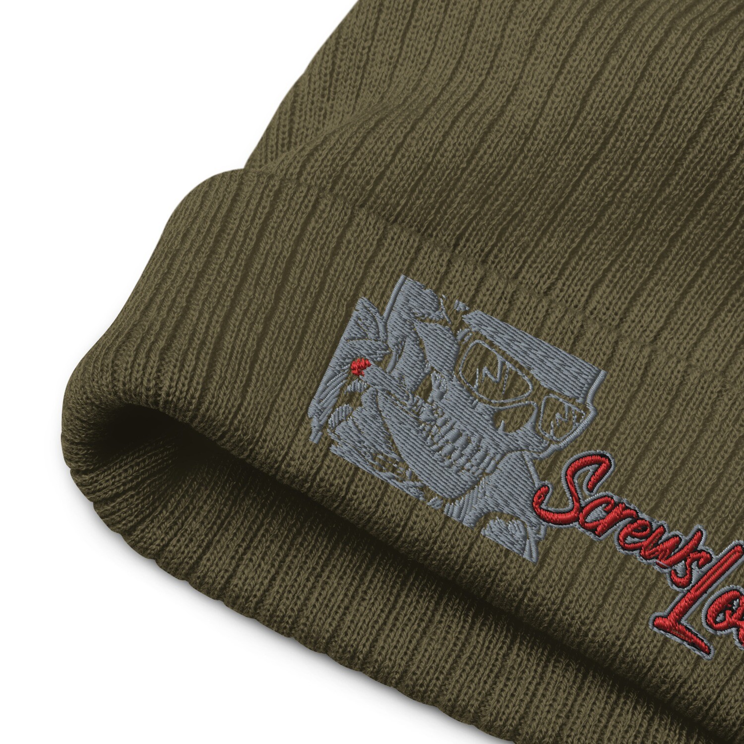Smokin' Skully Ribbed Knit Beanie