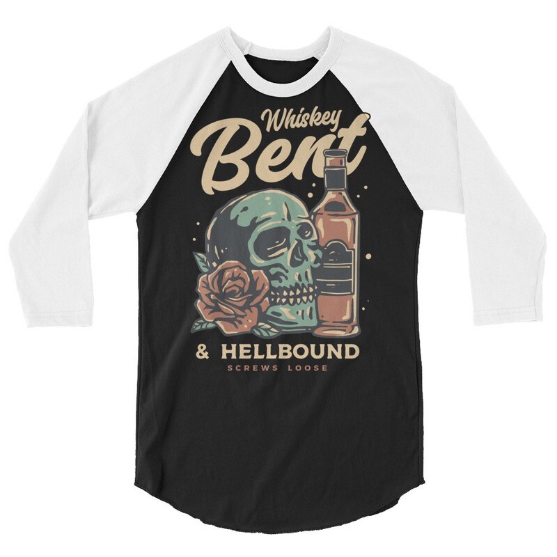 Whis key  Bent &amp; Hellbound 3/4 Sleeve Raglan Shirt