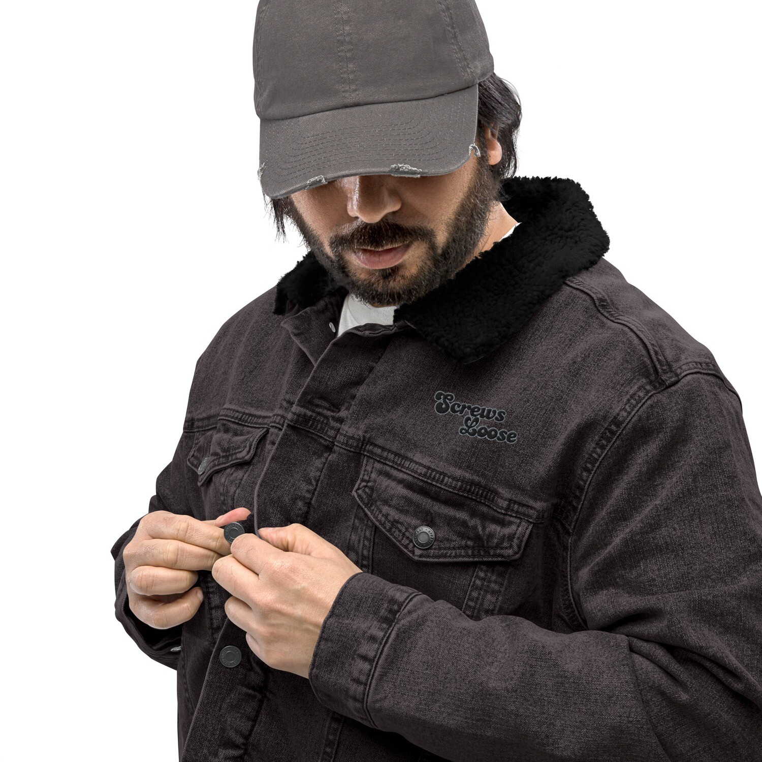 Screws Loose Unisex Denim Sherpa Jacket